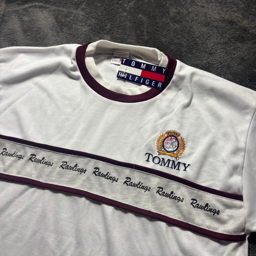 Tommy Hilfiger T-Shirt Men’s Medium White NWT Vintage 80s - Picture 1 of 5